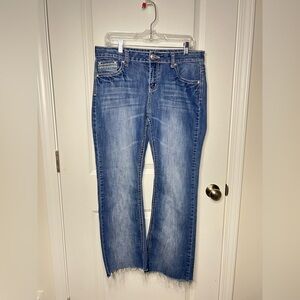 ND WEEKEND bootcut Blue Trimmed jeans Sz 12 Embroidered Back